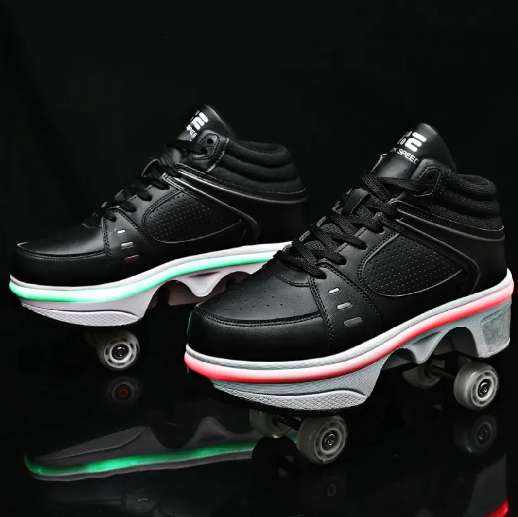 LED Atmosphere Four-Wheel Skating Shoes