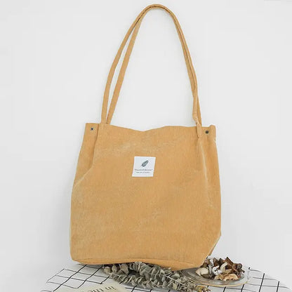 Women Corduroy Canvas Shoulder Tote Bags - SIMYS