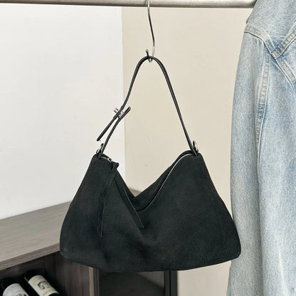 Women's Large Suede Shoulder Bag - SIMYS