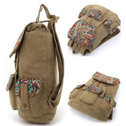 Floral Khaki Rucksacks Backpack - SIMYS