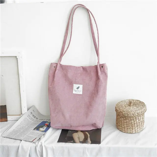 Women Corduroy Canvas Shoulder Tote Bags - SIMYS