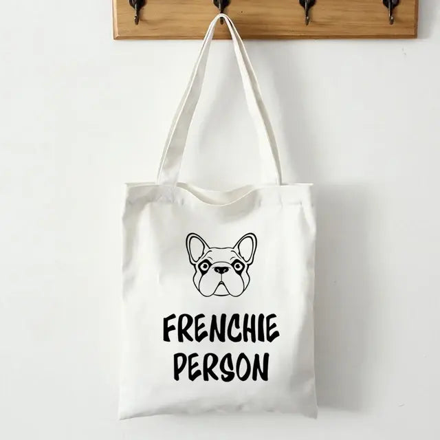 French Bulldog Print Canvas Tote Bag - SIMYS