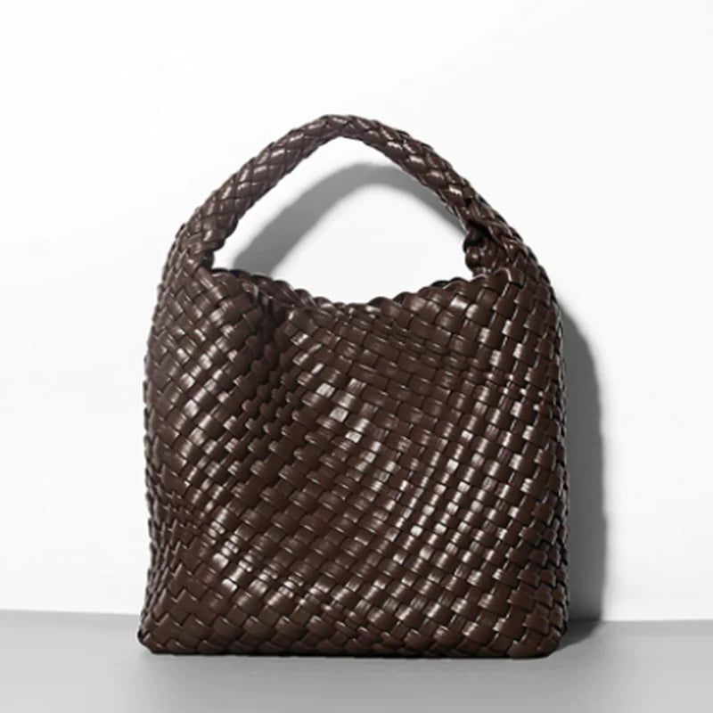 Hand-woven Bucket Soft Leather Bag for Women - SIMYS