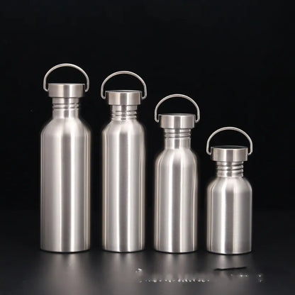 Single Layer Hip Flask With Large Muth Steel Lid Sports Bottle Outdoor Riding Portable Cup