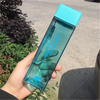 Square Frosted Plastic Water Bottle: Portable Leak-proof Travel Companion