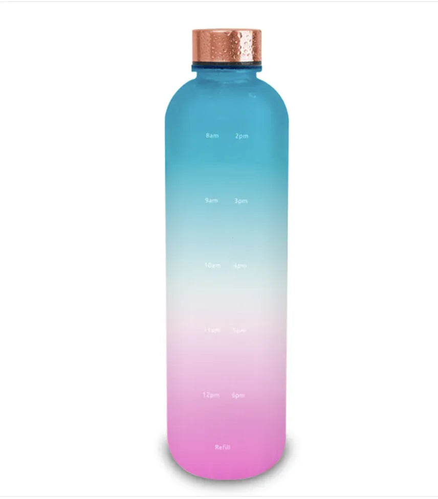 Frosted Gradient Plastic Sports Water Bottle with Handle