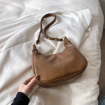 Chic Waxed Leather Crossbody Bag - SIMYS