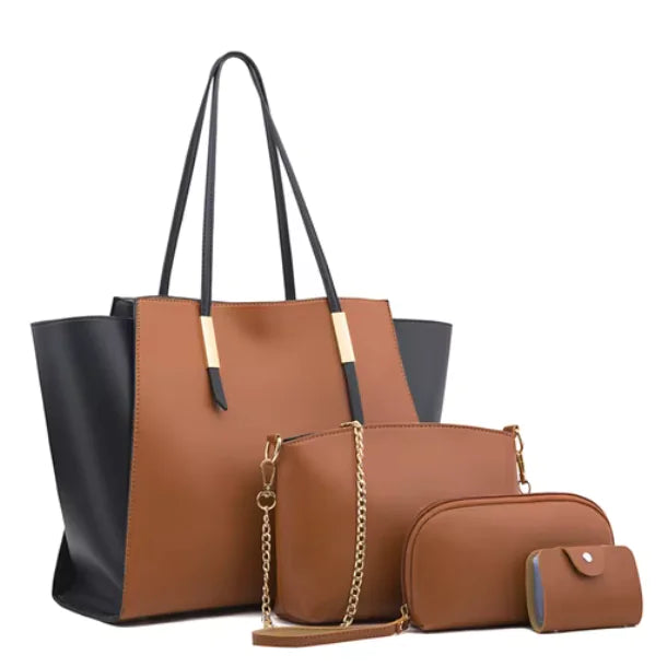 Luxe4 Women's 4-Piece PU Vegan Leather Bag Set - SIMYS