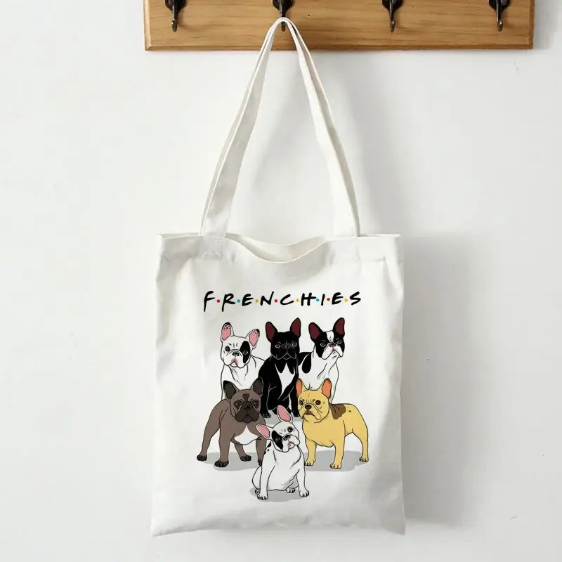 French Bulldog Print Canvas Tote Bag - SIMYS