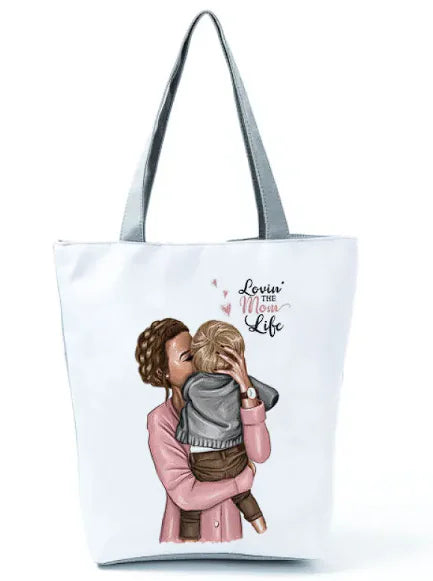 Cute Cartoon Super Mama Tote Bag - SIMYS