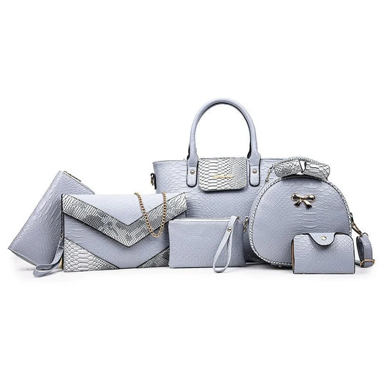 Women's 6-Piece Snake Pattern Bag Set - SIMYS