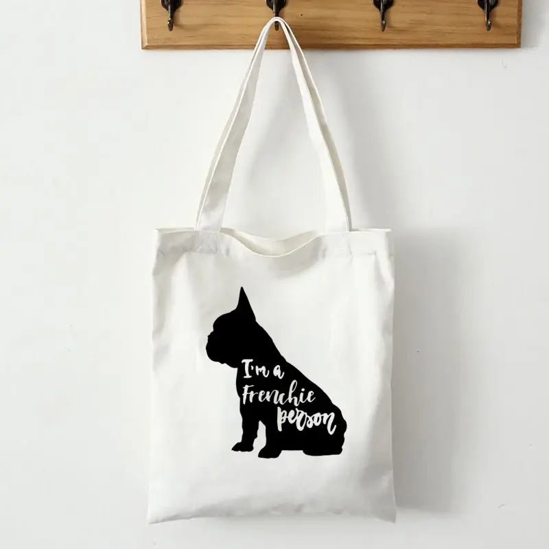 French Bulldog Print Canvas Tote Bag - SIMYS