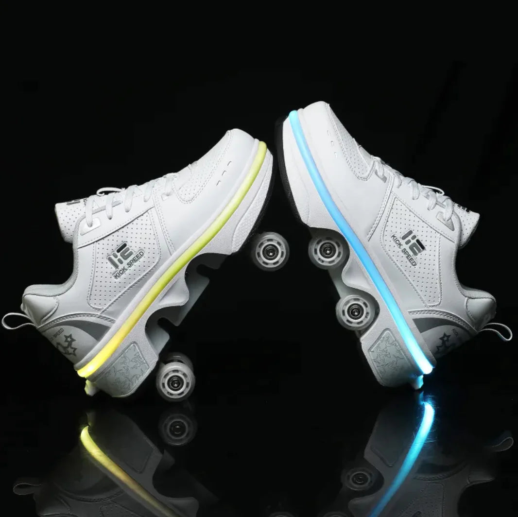 LED Atmosphere Four-Wheel Skating Shoes