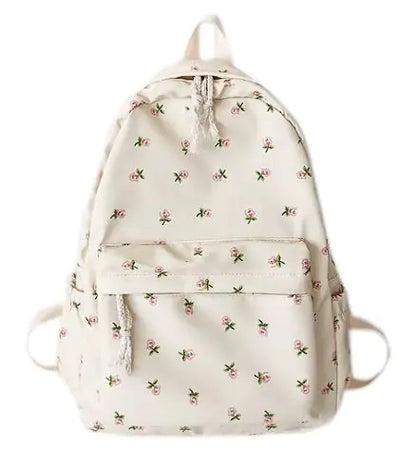 Floral White School Backpack - SIMYS