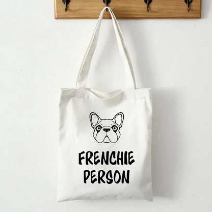 French Bulldog Print Canvas Tote Bag - SIMYS