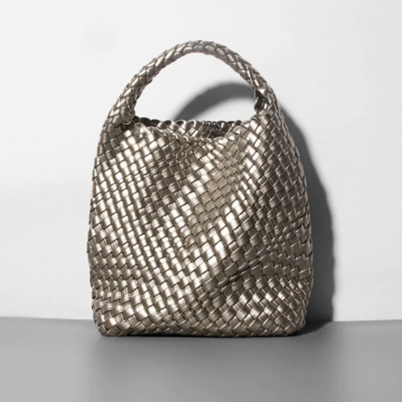 Hand-woven Bucket Soft Leather Bag for Women - SIMYS