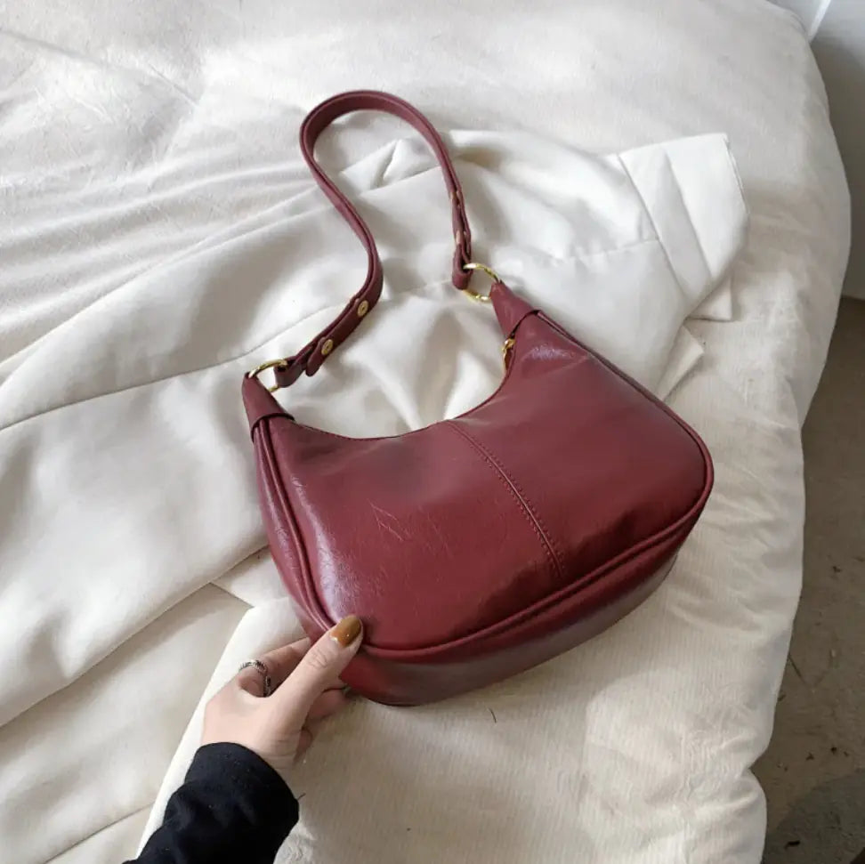 Chic Waxed Leather Crossbody Bag - SIMYS