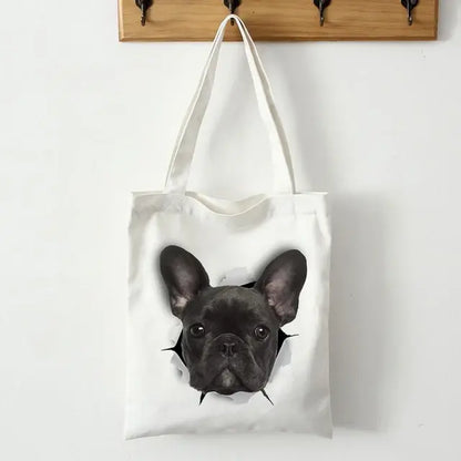 French Bulldog Print Canvas Tote Bag - SIMYS